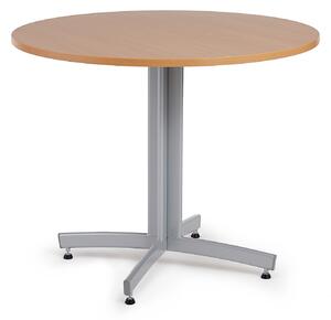 AJ Produkty Kulatý stůl SANNA, Ø900x720 mm, stříbrná/buk
