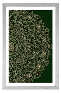 Plakát s paspartou detailní ozdobná Mandala v zelené barvě - 40x60 black