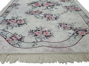 Kusový vzorovaný koberec s třásněmi SUNSHINE 80x150 cm růžové květy Multidecor