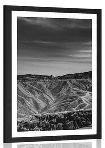 Plakát s paspartou Národní park Death Valley v černobílém provedení