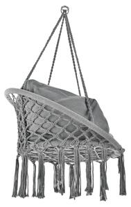 Houpací židle Cadras v světle šedé barvě s podsedáky a opěradly