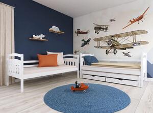 Dětská patrová postel z masivu borovice s přistýlkou a šuplíky ALDA - 200x90 cm - bílá