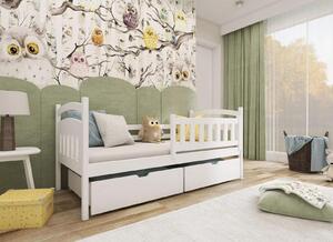 Dětská postel z masivu borovice TARY se šuplíky - 200x90 cm - bílá