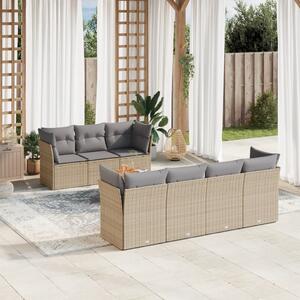 8dílná zahradní sedací souprava a podušky mix béžové polyratan 3255835