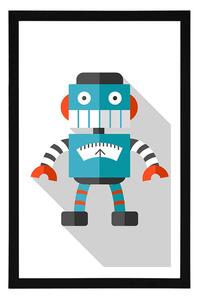 Plakát s paspartou modrý robot na bílém pozadí