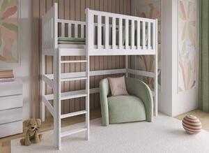 Dětská vyvýšená postel z masivu borovice LUBOR - 200x90 cm - bílá
