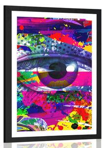 Plakát s paspartou lidské oko v pop-art stylu