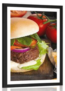 Plakát s paspartou americký hamburger