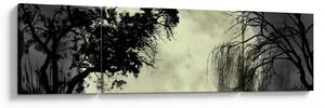 Obraz - Úplněk nad hladinou, černobílá varianta (170x50 cm)