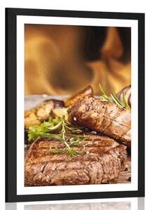 Plakát s paspartou grilovaný hovězí steak