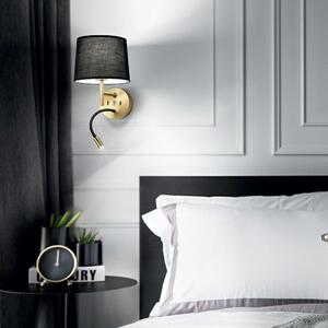 Ideal Lux Nástěnné svítidlo SET UP + LED světlo, 16cm Barva stínidla: černá, Montura: mosaz