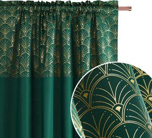 Dekorační vzorovaný závěs s řasící páskou BELISA TAPE zelená 140x250 cm (cena za 1 kus) MyBestHome