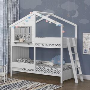 Dětská patrová postel Dream House 90 x 200 cm se 2 postelemi a žebříkem