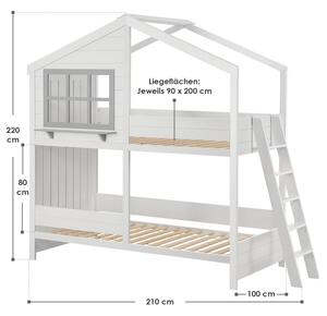 Dětská patrová postel Dream House 90 x 200 cm se 2 postelemi a žebříkem