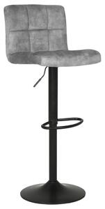 Židle barová, šedá sametová látka, černá podnož AUB-827 GREY4