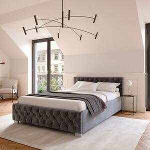 Čalouněná postel Nizza 120 x 200 cm s LED osvětlením v tmavě šedé barvě