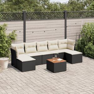 8dílná zahradní sedací souprava s poduškami černá polyratan 3223774