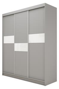 Skříň s posuvnými dveřmi ADRIANA + Tichý dojezd, 180x216x61, grafit/bílé sklo