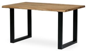 Stůl jídelní, 140x90x75 cm, masiv dub, kovová noha ve tvaru písmene "U", černý lak - DS-U140 DUB