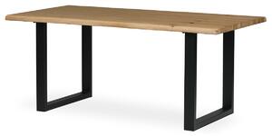 Stůl jídelní, 180x90x75 cm,masiv dub, kovová noha ve tvaru písmene "U", černý lak - DS-U180 DUB