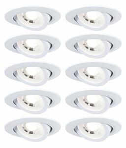 PAULMANN LED vestavné svítidlo 3-krokové-stmívatelné 10ks-sada výklopné kruhové 82mm 70° 10x4,8W 230V 3000K bílá mat