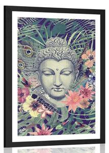 Plakát s paspartou Buddha na exotickém pozadí