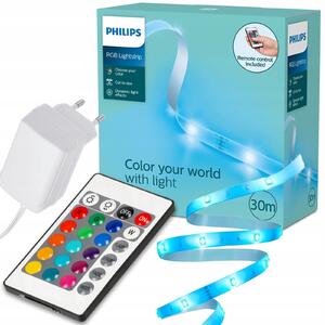 LED pásek stmívatelný vícebarevný RGB 230V 30m + Dálkový Ovladač Philips