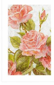 Plakát s paspartou vintage kytice růží
