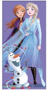 Bavlněná plážová osuška Ledové království - Frozen - motiv Anna a Elsa s Olafem - 100% bavlna - 70 x 140 cm