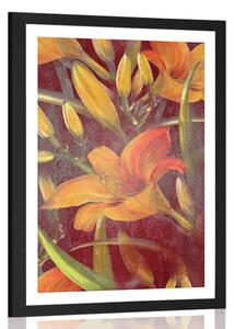 Plakát s paspartou rozkvět oranžové lilie