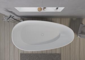 CERANO - Volně stojící vana z litého mramoru Aura - bílá matná - 180x90 cm