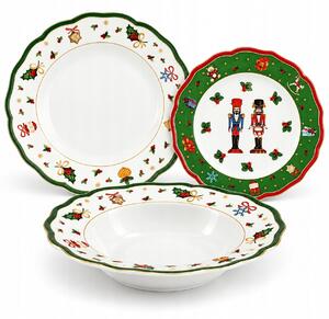 Dezertní talíř Bogucice porcelánový, vícebarevný, vintage styl, 3 ks