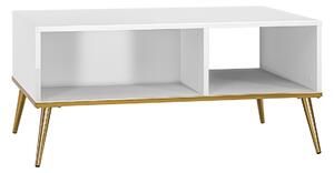 Konferenční stolek Goldin 08 - 90 cm - bílá / zlaté nožky