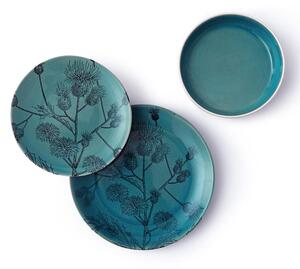 Keramický dezertní talíř FLORA 21 cm modrozelená