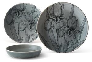 Keramický mělký talíř FLORA 26,5 cm šedá