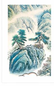 Plakát s paspartou čínská krajinomalba - 40x60 black