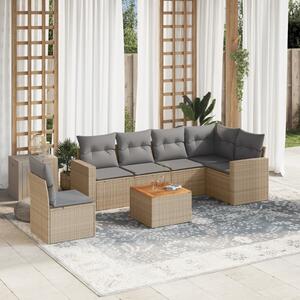 7dílná zahradní sedací souprava s poduškami béžová polyratan 3224148