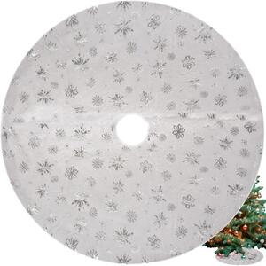 Ruhhy Podložka na vánoční stromeček s dekorativními stříbrnými hvězdami a sněhovými vločkami, 78 cm, bílá, 100% polyester