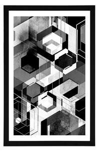 Plakát s paspartou abstraktní geometrie v černobílém provedení