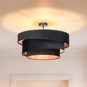 Stropní Lampa Lindby, Jusari, stmívatelné, Černá, Obývací pokoj, Tkanina / Textil, Moderní