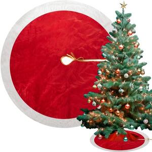 Ruhhy Podložka na vánoční stromeček, červená/bílá/zlatá, 100% polyester, průměr 90 cm
