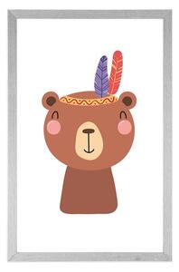Plakát s paspartou roztomilý medvídek s peříčky