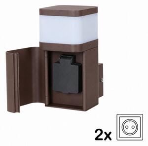 BRILAGI - Venkovní nást. lampa se zás. SCHUKO PILLAR 1xG9/11W/230V IP44 hnědá