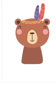 Plakát s paspartou roztomilý medvídek s peříčky