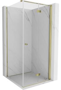 Mexen Mist-F T, 1-křídlý ​​skládací sprchový kout pravý 120 x 120 cm, čiré sklo, zlatý lesklý profil, 8A6T-120-120-50-00-P