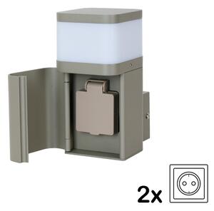 BRILAGI - Venkovní nást. lampa se zás. SCHUKO PILLAR 1xG9/11W/230V IP44 šedá