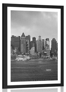 Plakát s paspartou jedinečný New York v černobílém provedení