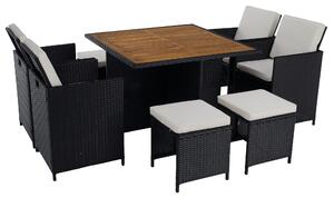 Zahradní ratanový set Milford (černá + krémová + přírodní)
