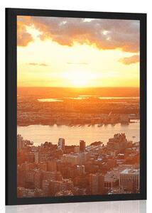 Plakát západ slunce nad městem New York