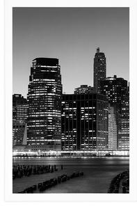 Plakát noční New York v černobílém provedení